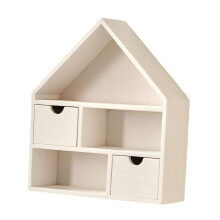 Scatola espositiva in legno a forma di casa, 29,5x9,5x34 cm