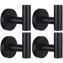 Robuste Handtuchhaken für Bad, Schlafzimmer, Küche – 4er-Pack schwarze Wand-/Türhaken, geeignet für die Bohrmontage