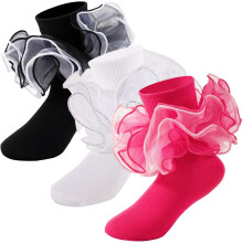 Ruffle Socks4-lags store, fluffy blonde-rynsekjolesokker med vridd mansjett og fancy pageant-sokk