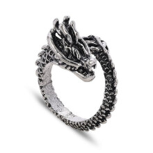 Damesringenset in retro punk gothic stijl met slang- en draakmotief, verstelbare legering ringen, zilverkleurige sieradenset