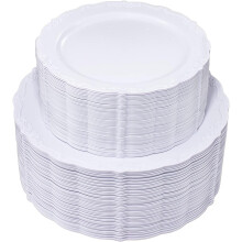 Disposable Plates - Premium Hard Plastic Plates for Wedding and Party Use.
