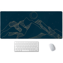 Schreibtischunterlage „Berg & Mond“ in Blau, 900 x 400 mm