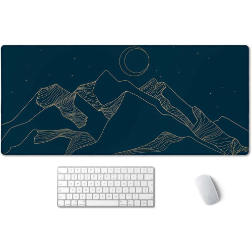 Tapete de mesa azul com desenho de montanha e lua, 90 x 40 cm (35,5 x 15,7 polegadas).