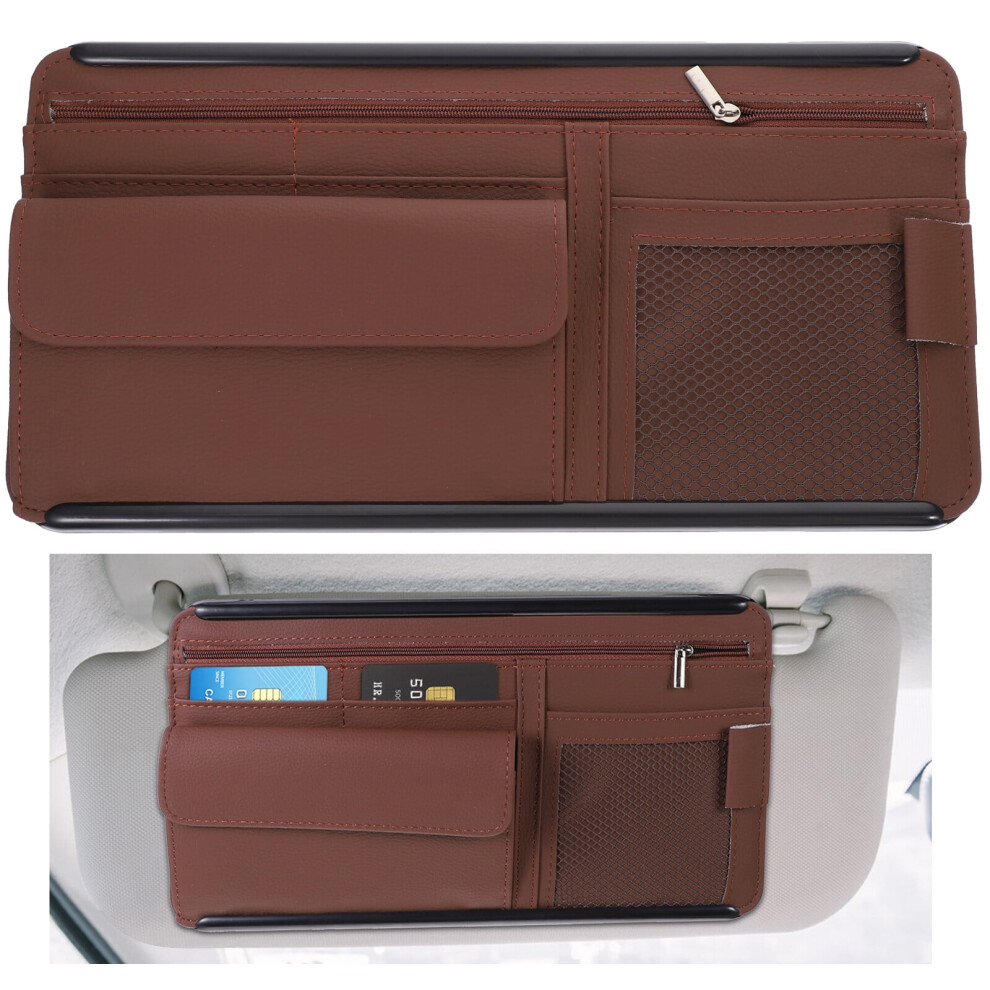 Car Sun Visor Organizer With Multi-Pocket Storage And Sunglasses Holder For Vehicle Interior Accessories 9448196253656