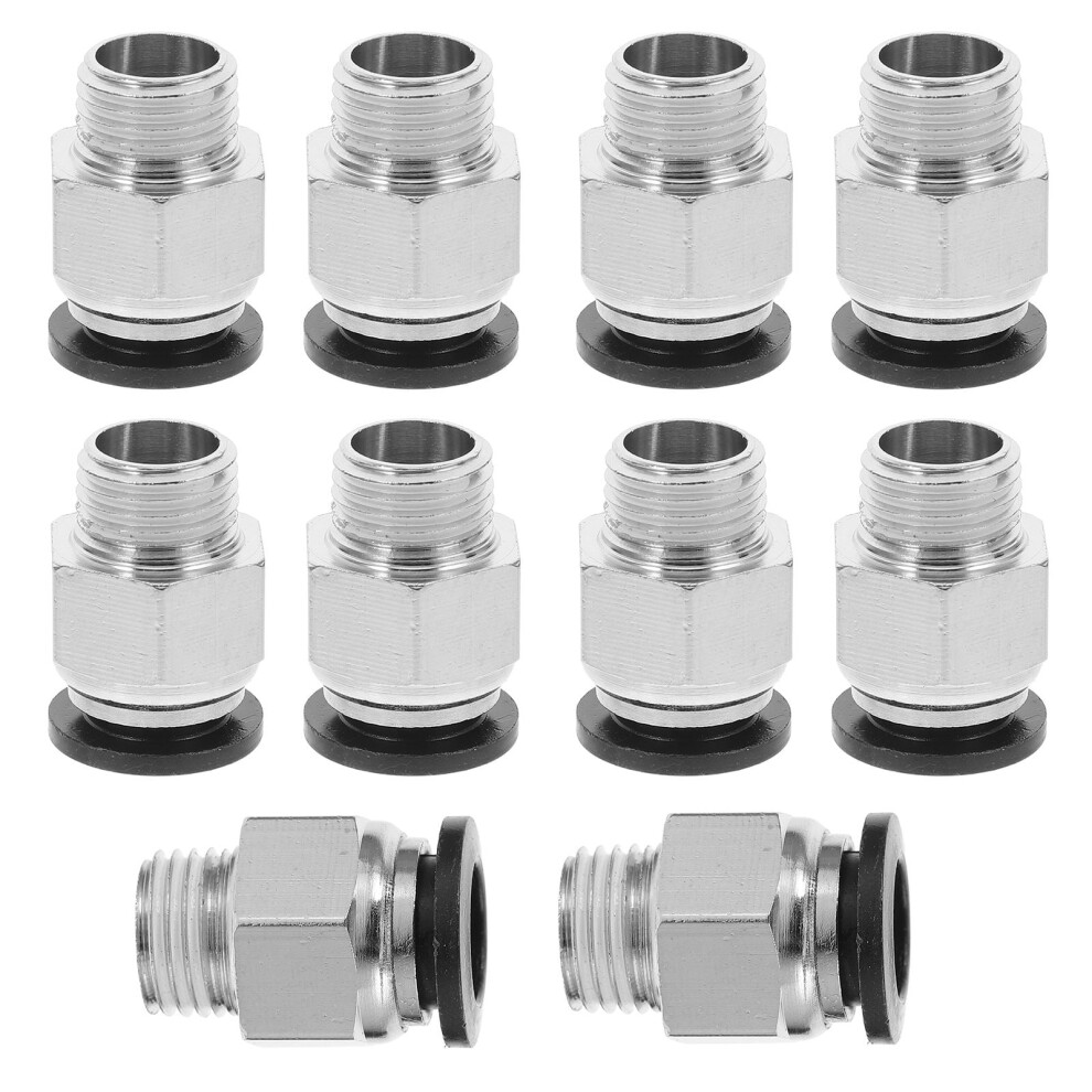 10Pcs Pneumatic Push To Connect Tube Fittings Male Straight Fittings For Air Compressor Systems Easy To Install Straight Push Connectors 9104899375629