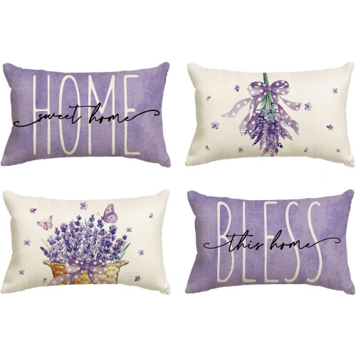 Λεβάντα Home Sweet Home Bless This Home Μαξιλαροθήκες Άνοιξης, Μωβ Θήκη Μαξιλαριού 16x20 ιντσών