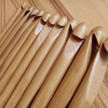 12Pcs Bamboo Wooden Handle Crochet Hooks 3mm-10mm Knit Needle Yarn Handcraft