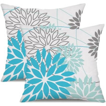 Fodere per cuscini estive impermeabili da esterno, set da 2 pezzi, 20x20 cm, con decorazioni floreali blu, per mobili da giardino. Codice articolo: