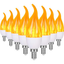 Ampoules LED effet flamme, 3 modes, culot E12, effet scintillant, compatibles avec les luminaires de type candélabre (lot de 8)
