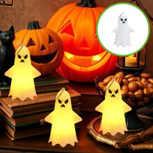 Stijggn Halloween-Geisterfigur, gruselige Geisterdekoration mit LED-Lichterkette für Tischdekorationen
