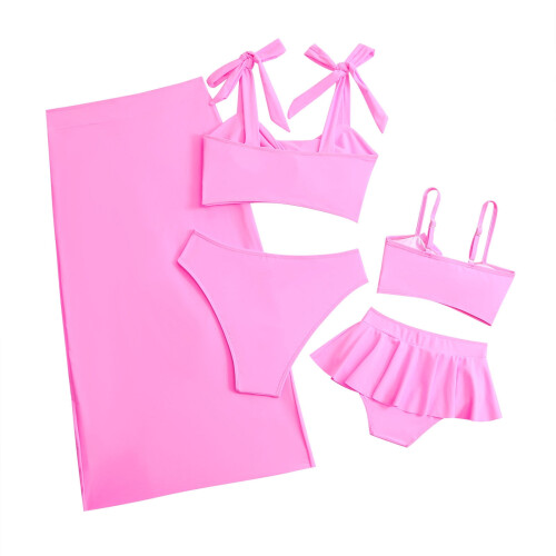 Σετ Μαγιό Mommy & Me Pink – Μπικίνι δύο τεμαχίων με φούστα μαγιό για κορίτσια, Μαγιό