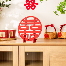 1 set di cartelli in feltro rosso per decorazioni nuziali cinesi per coppie, 19,50 x 19,50 x 5,50 cm