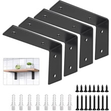Suportes em L de aço inoxidável 5" x 3" (pacote com 4)