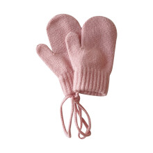 Children's Winter Mittens Candy Colors with Neck String, Baby Cozy Gloves for Cold Days Pink,1-4 years old
