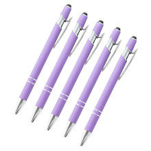 Stylo à bille en aluminium avec pointe tactile - Corps en métal, 1,5 g d'encre, lot de 5 pour usage professionnel, étudiant et écran tactile -