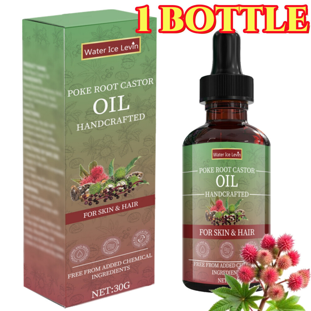 Organic Poke Root Castor Oil For Skin & Hair, Natural Massage Oil, Soothing Relief for Skin & Scalp & Joint