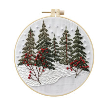 Summercome Christmas Embroidery Kit, DIY Cross Stitch Kit for Adults & Kids, Beginner-Friendly, Compatible with Forest Theme Decor