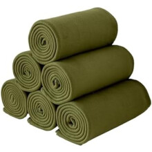 Lightweight Fleece Throw Blankets 50x60", 6-Pack Solid Olive Green, Soft & Cozy for Home, Bed, Sofa, Dorm, Office, Outdoor, Gifts – Compatible with