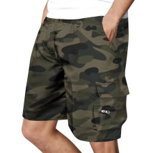 Heyac heren cargo shorts, elastische tailleband, geschikt voor wandelen/hardlopen/streetwear, wijde pijpen, oversized model, met zakken
