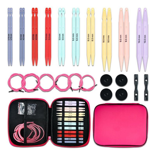 Interchangeable Circular Knitting Needles Set - 10 Sizes 3.75mm-10mm, Plastic Knitting Tools for DIY Hand Knitting