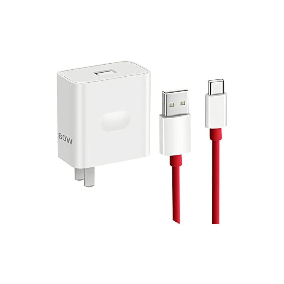 Super Vooc 80W [11V/7.3A] For Compatible With Oneplus11 11Pro 10Pro, Warp Charger 65W For 9Pro 9R 9 8T With 6.6Ft Usb A-To-C Warp Charging Cable 9338982252997