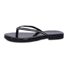 Ediodpoh Dame Sommermode Ensfarvede Rhinstens Tøfler Komfortable Strandtøfler med Temperament Dametøfler Sort7.5