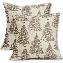 Weihnachtskissenbezüge 45x45 cm, 2er-Set, Rot, Rustikal, Baum- und Sternenmotiv