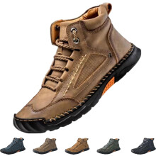 Olveros Boots, Men's Comfortable Handmade Leather Boots, Waterproof, Arch Support, Pressure Relief, Spacious Toe Box Shoes