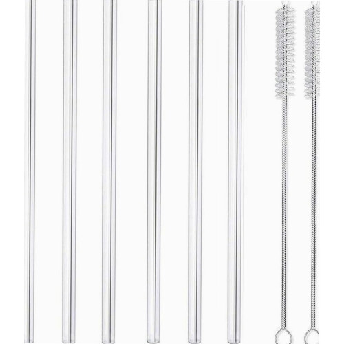 Wiederverwendbare Glas-Trinkhalme, 6er-Pack