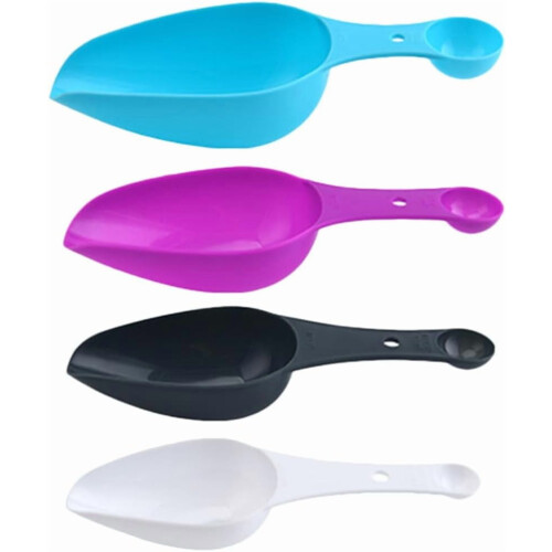 1/4-kopps mjölskopa i plast, 4-pack