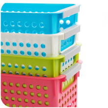 mini storage basket Plastic Square Storage Basket Sundries Storage Box Desktop Organizer Container for Home Office (White)