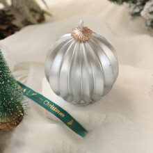 Bougie sphérique parfumée rouge et verte de Noël, décoration festive, ornement parfumé pour la maison, parfum de table et cadeau – Argent