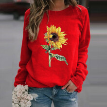 Modieuze truien voor de winter, casual tops voor dames met zonnebloemprint, sweatshirt, blouse, T-shirt, trui, herfstoutfits.