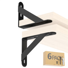 Lot de 6 supports d'étagère 4x3, fixation murale en acier robuste, petit format, en forme de L, triangle, angle de 90, métal noir avec vis et