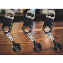 Einziehbarer Bierflaschenöffner mit Gürtelclip