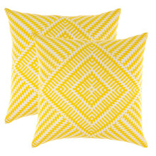 (Pakke med 2) Kaleidoskop-aksent dekorative firkantede bomullsputetrekk (45 x 45 cm, gul)