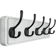 Porte-manteau mural rustique en pin avec 5 crochets