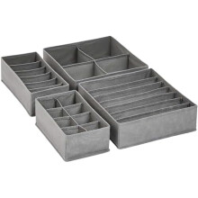 Organisateur de tiroir de commode pour sous-vĂŞtements, gris | Lot de 4