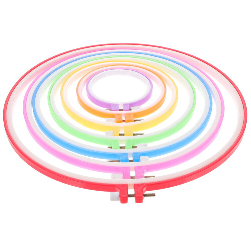 7Pcs Embroidery Hoops Set Plastic Sewing Accessories Assorted Color for Needlework