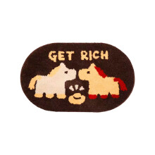 Plush Horse Pattern Area Rug, 60x40cm Faux Fur Soft Floor Mat Non-Slip for Living Room Bedroom Decor, Red Festive Doormat