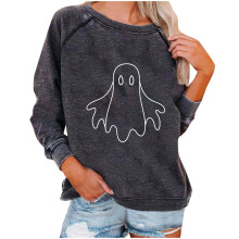 Halloween-Sweatshirt für Damen – Gruselige Geister-Sweatshirts, Herbst-Pullover mit Stickerei