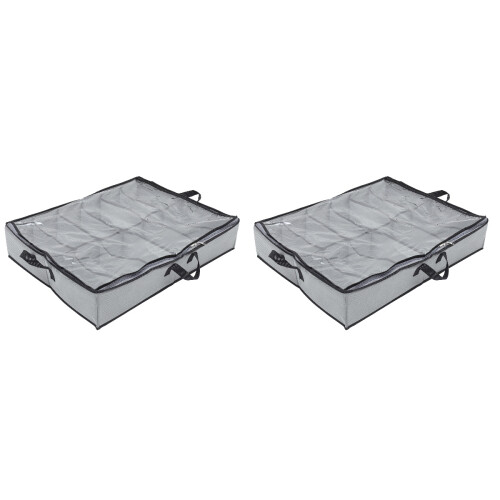 2Pièces Chaussures Sous Lit Pliable Résistant Zip 2