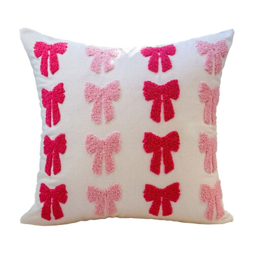 Almofada decorativa rosa com laço para o Dia dos Namorados, 43 cm (17 polegadas)