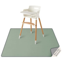 Baby Splat Mat for Under High Chair, 50.4 x 50.4 Inch Wipeable Splash Mat, Waterproof and Washable, Anti-Slip Floor Protector, Sage Green