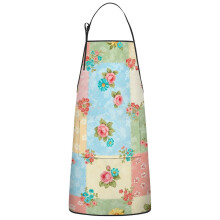 Floral Print Cotton Linen Apron with Pockets 33x27 Inch