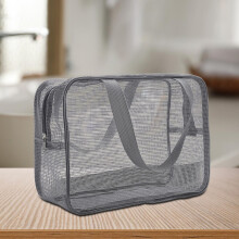 Mesh Toiletry Bag Beauty Storage Bag Pouch Portable with Handle Large Capacity Toiletries Organizer Zipper Pouch for Guys Men M