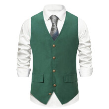 Mens Suit Vest Formal Single Breasted Sleeveless Classic Waistcoat Button Dress Suit Vest,Green