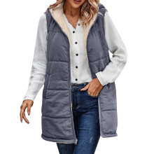Giacca da donna Autunno 2023 Gilet reversibili senza maniche Giacca in pile con cerniera Cappotto invernale lungo e caldo