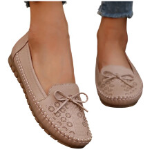 Naisten vapaa-ajan kengät, naisten juhlakengät, naisten matalat pyöreäkärkiset juhlakengät, rento slip-naruloafer, pinkki 5.5