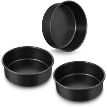 Ensemble de 3 moules à gâteaux ronds de 23 cm (9 po), en acier inoxydable antiadhésif, 5 cm (2 po) de profondeur, bords droits, revêtement non